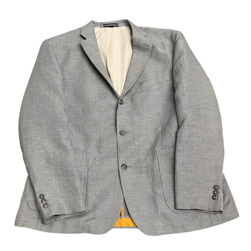 Nautica Gear Coat Blazer Mens 40W Gray Linen‎ Cotton Blend Two Button Sport Coat
